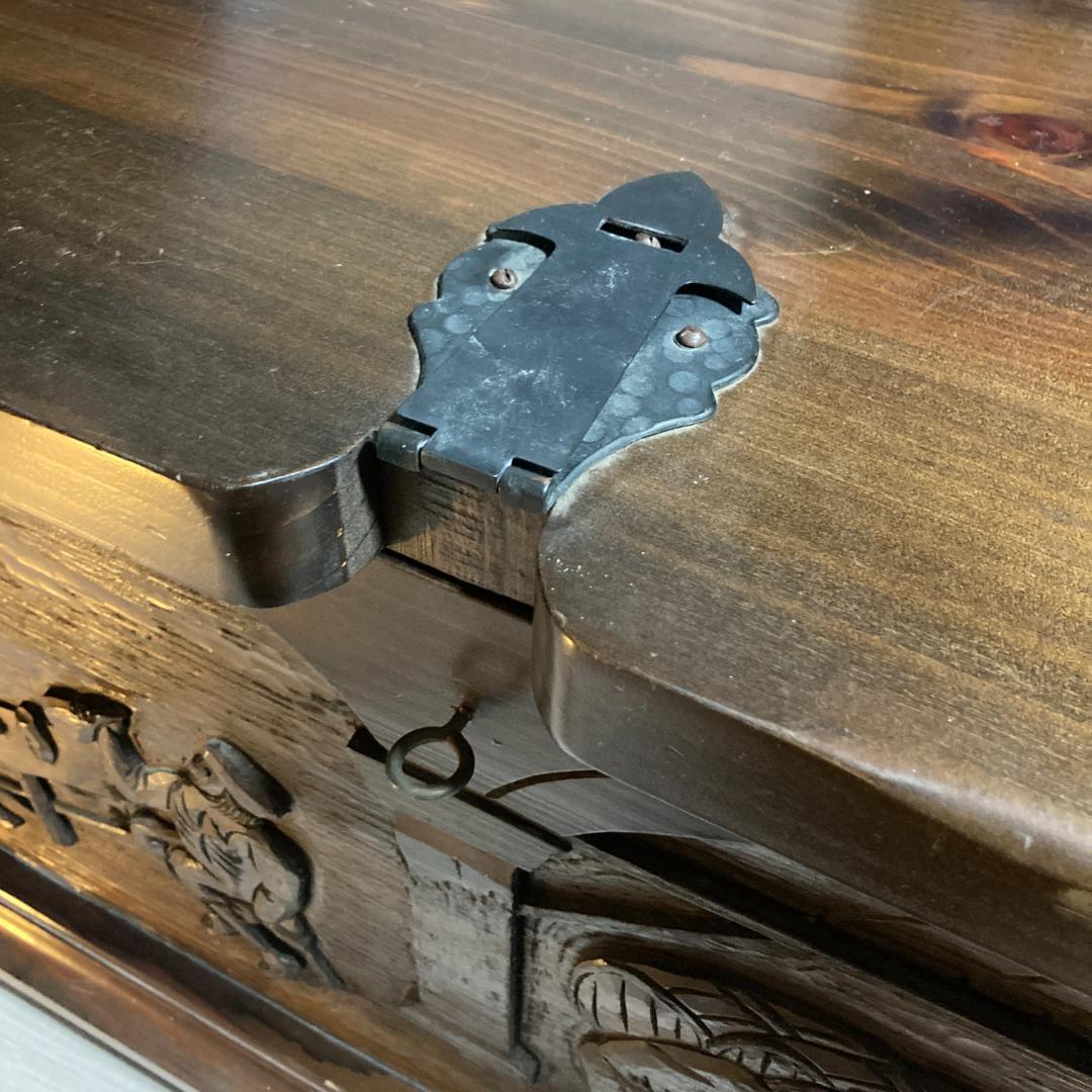 木製トランク　アンティーク調 ヴィンテージ トランクチェスト 宝箱　昭和レトロ