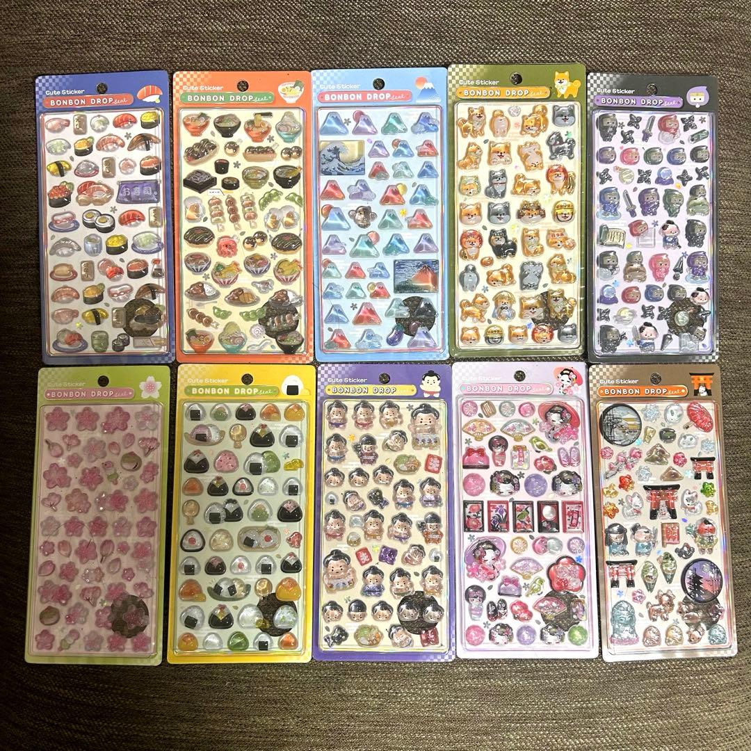 正規品　ボンボンドロップシール　和柄　10点セット