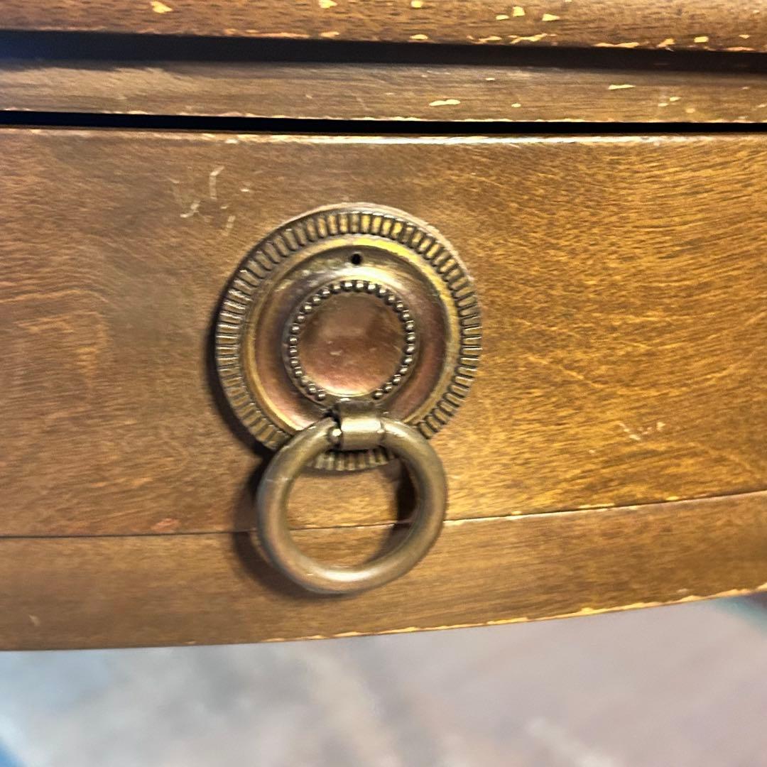 半月 コンソールテーブル 木製 アンティーク調 サイドテーブル 引き出し付き