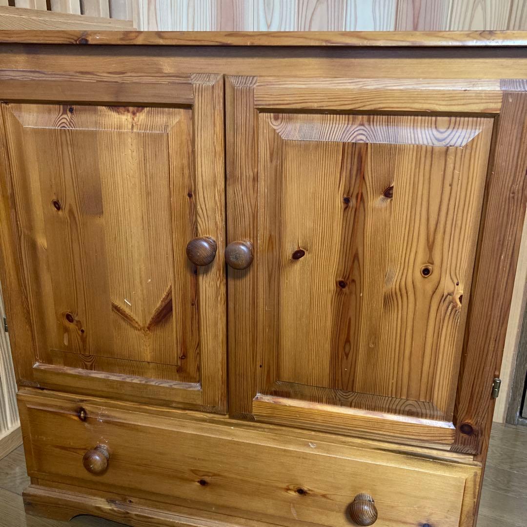 無垢材 2扉 収納キャビネット