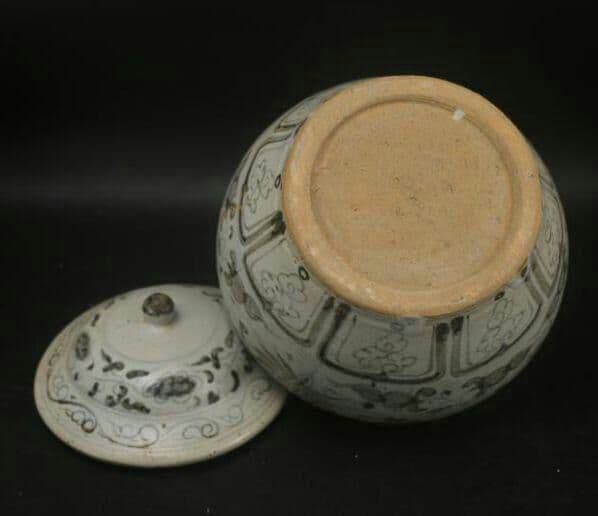 骨董品   元青花纏枝蓋缶