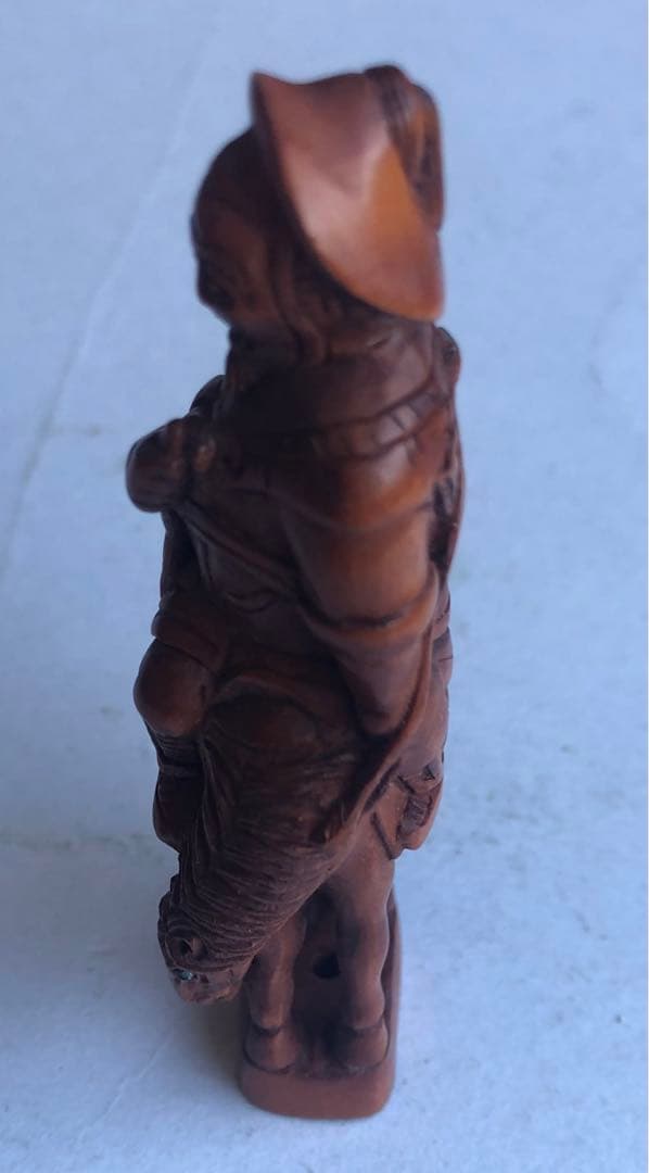 根付アンティークオブジェインテリア柘植材ねつけ騎馬戦士