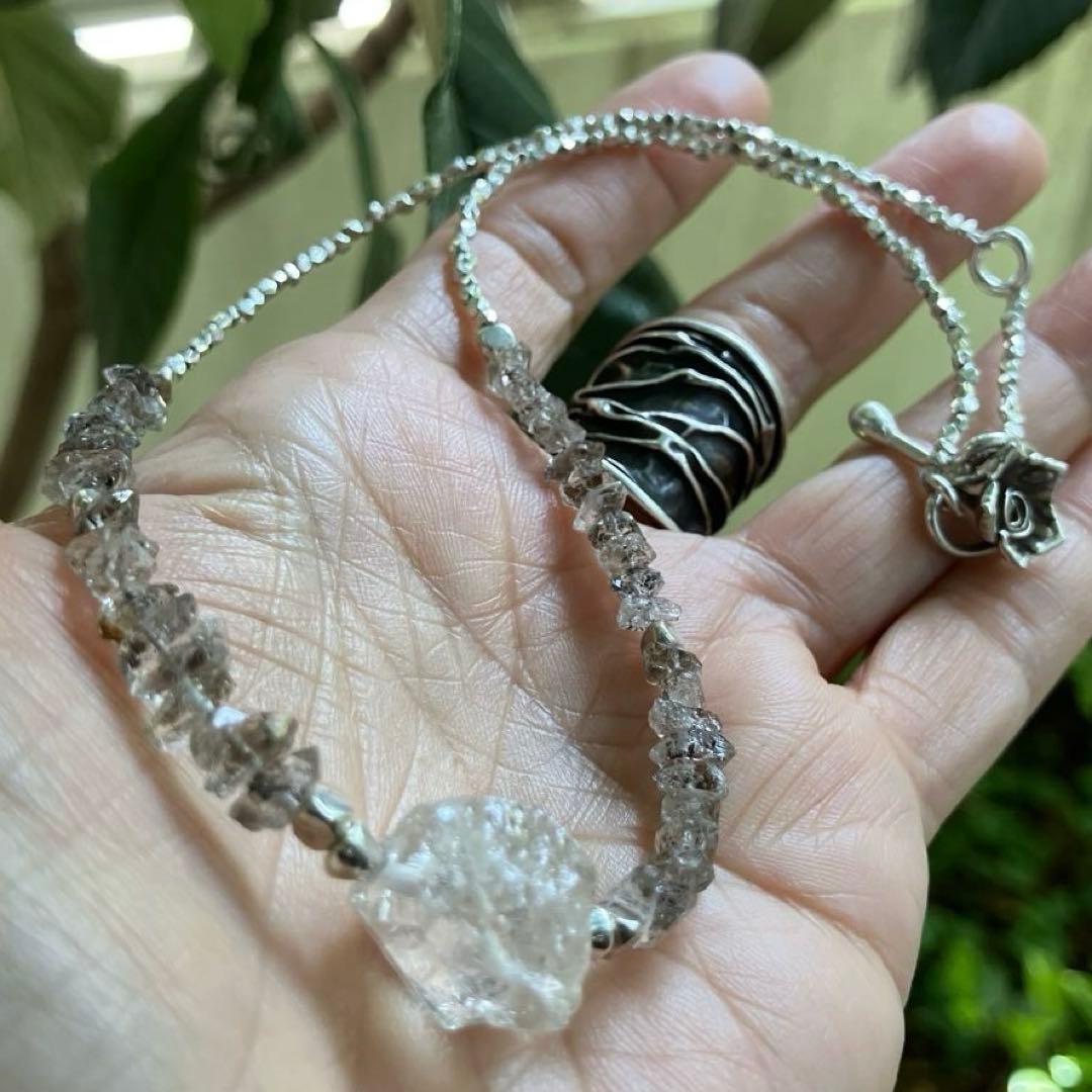 御専用パキスタン産オイルインクォーツとカレンシルバーのチョーカー&ピアスセット