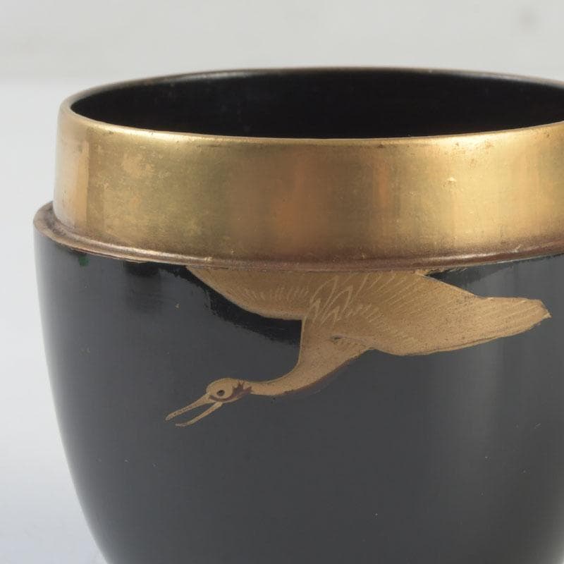 茶道具　黒漆　鳥蒔絵　棗　銘「千歳」　裏千家十一代玄々斎極め箱　V　9787