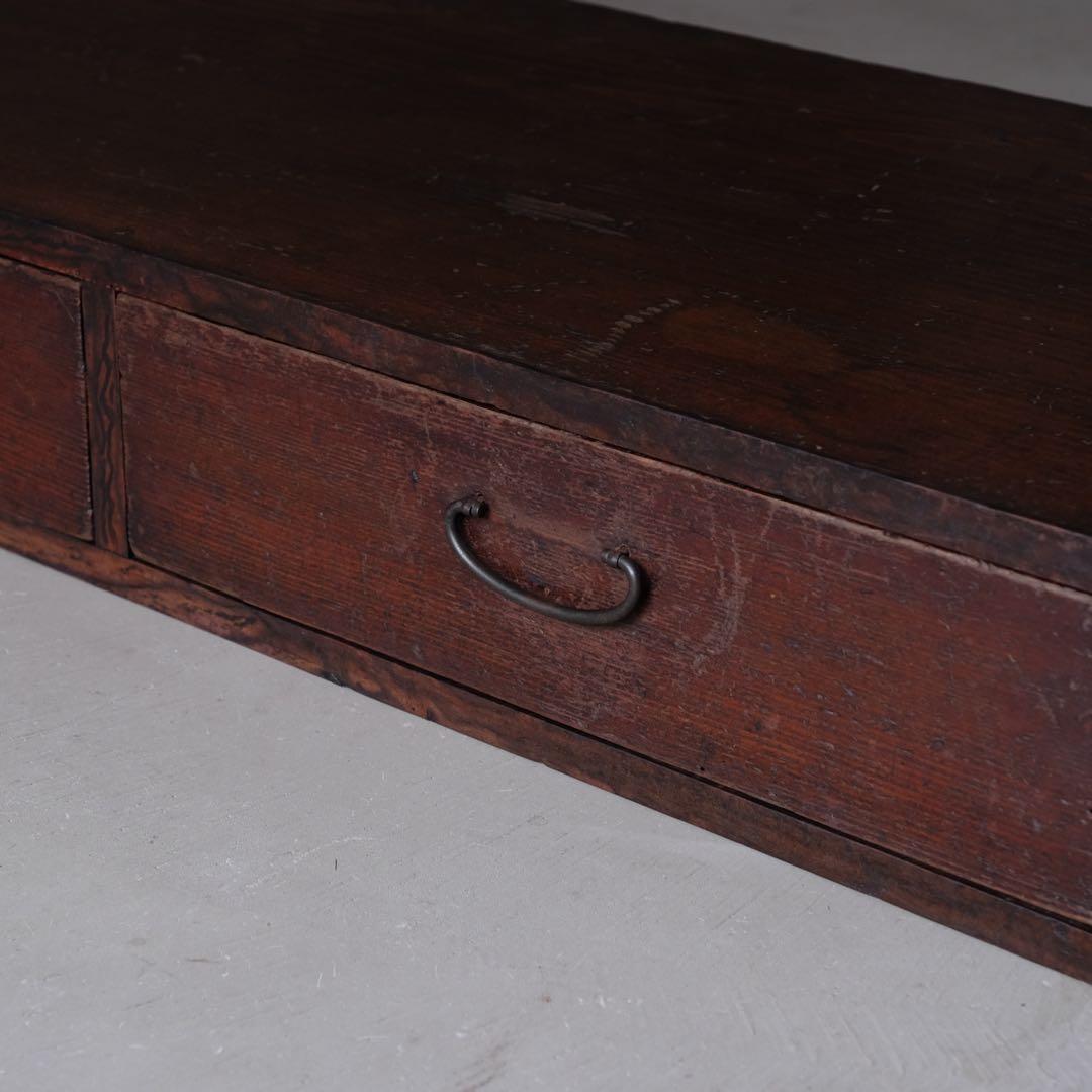 杉材 ２杯抽斗付き展示台　花台 置床 小引き出し ローボード 古家具 古道具