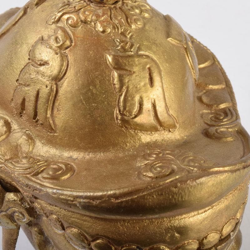 チベット密教法具　古銅鍍金　五鈷杵摘み　香炉　V　8598