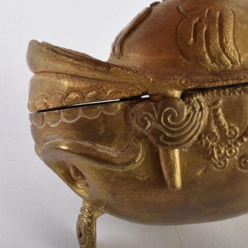 チベット密教法具　古銅鍍金　五鈷杵摘み　香炉　V　8598