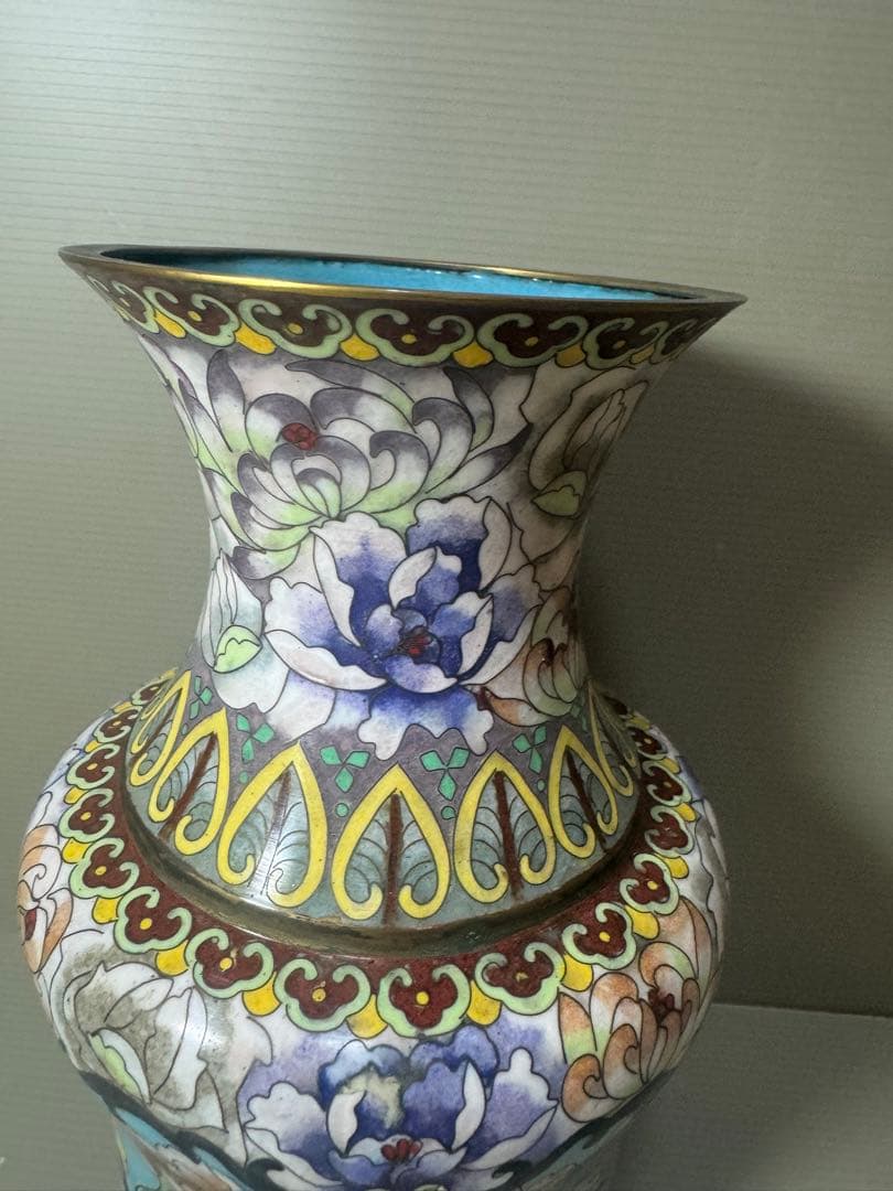 2073 七宝焼　景泰藍　花瓶　時代物