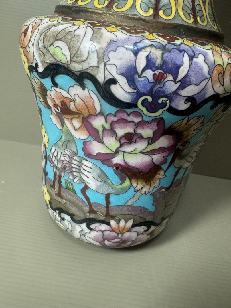 2073 七宝焼　景泰藍　花瓶　時代物