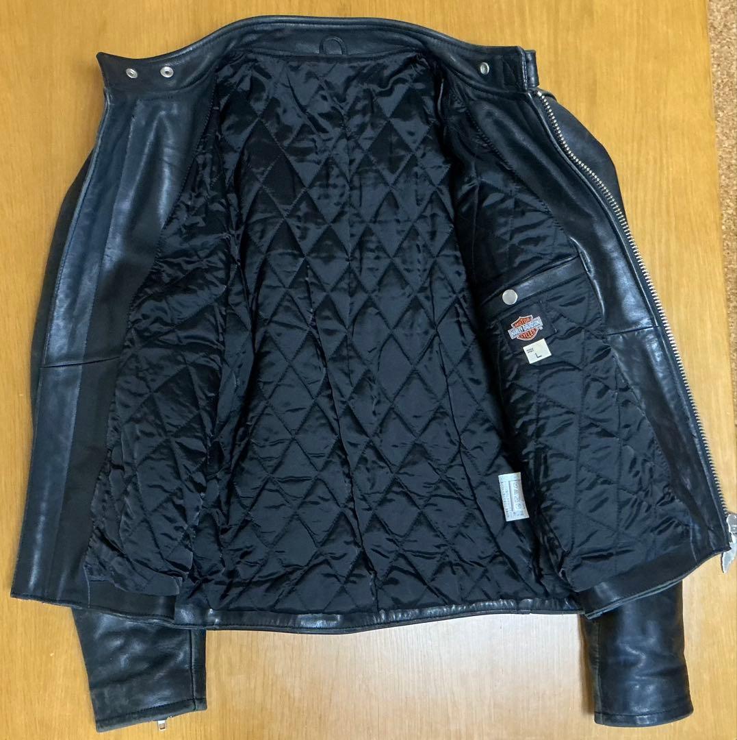 ブラックレザーシングルライダースジャケット　ハーレーダビッドソン