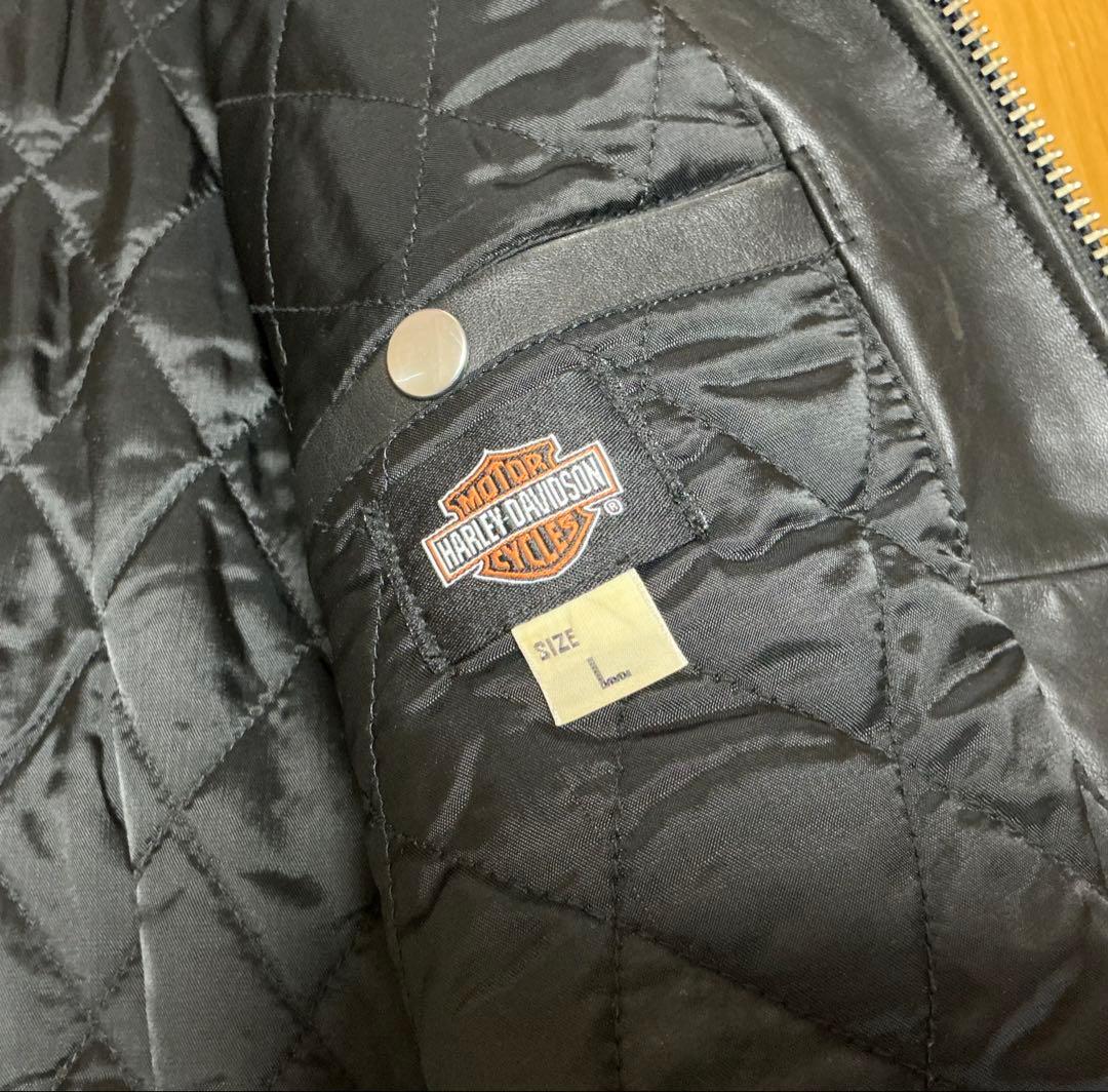 ブラックレザーシングルライダースジャケット　ハーレーダビッドソン