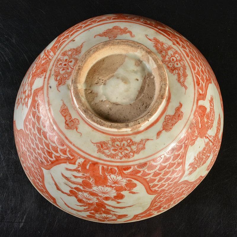 九谷焼　古九谷　宮本窯　赤絵　花文鉢　時代箱　C　R6538B