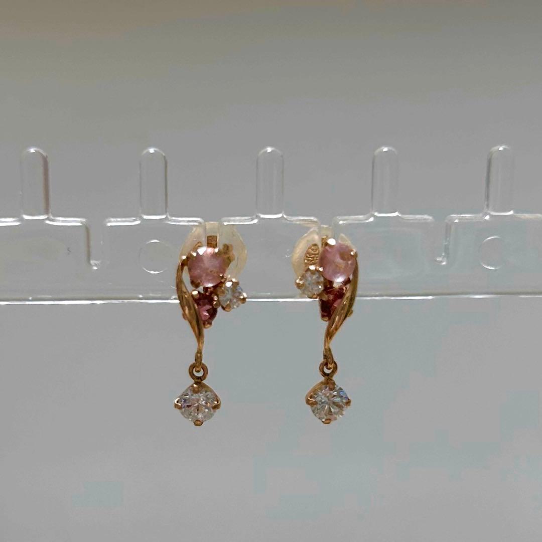 【TAKE-UP】揺れるカラーストーンピアス ピンクゴールド