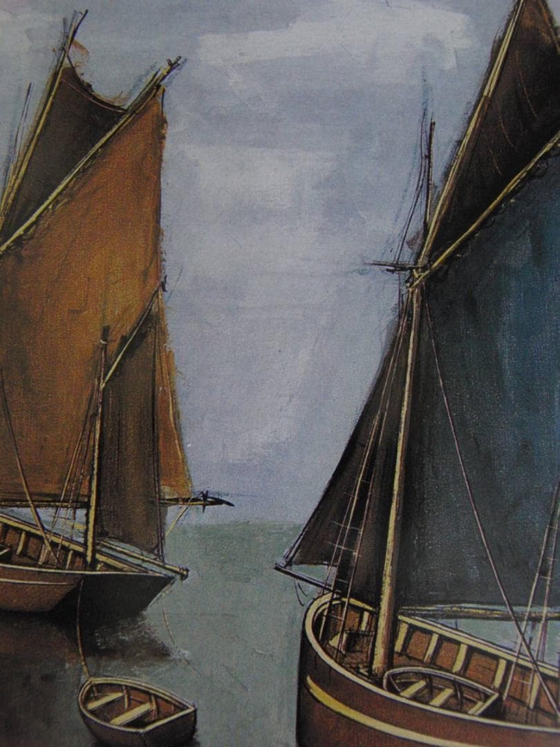 ベルナール・ビュッフェ「Bateaux de peche」希少画集の額装画