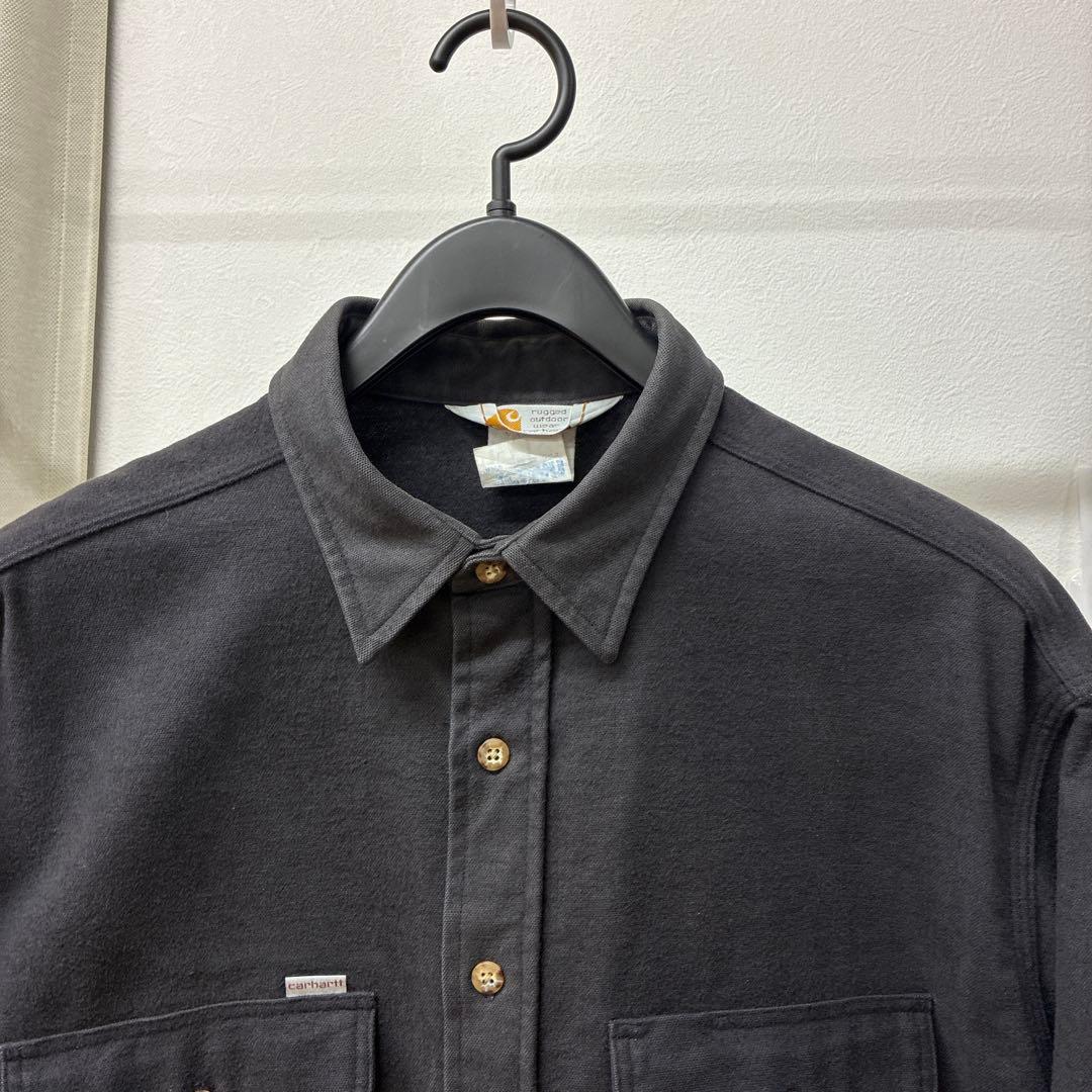 【USA製】 Carhartt ダークグレー シャツジャケット 厚手生地 XL