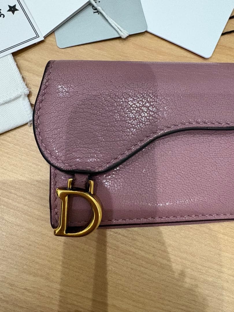 Dior ピンクレザー三つ折り財布