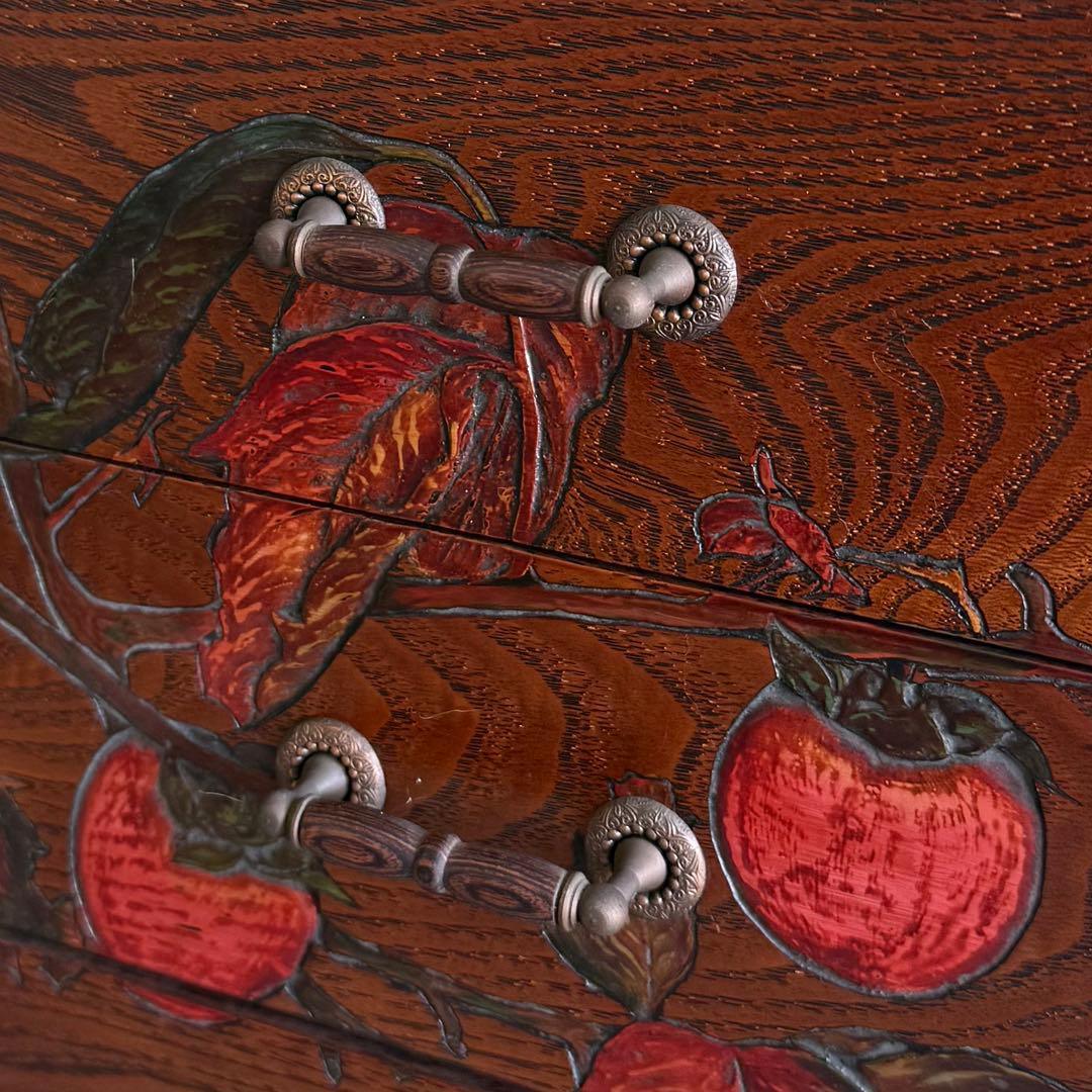 SNT1114 烏城彫 小箪笥 三段 彫刻 引き出し 作家印 時代物