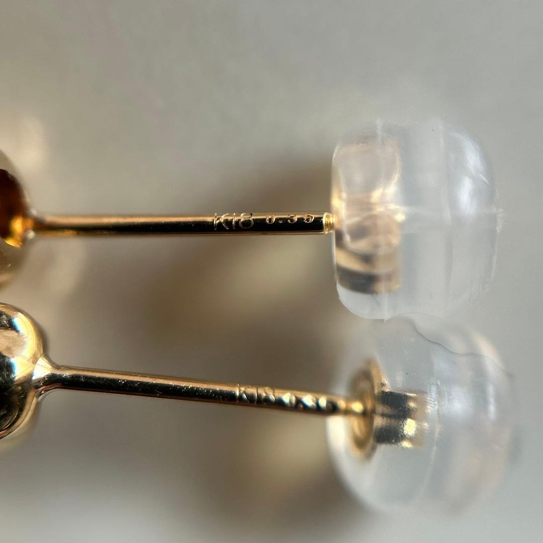 新品未使用　k18 シトリン　0.35ct×2 18金　スタッド　一粒ピアス