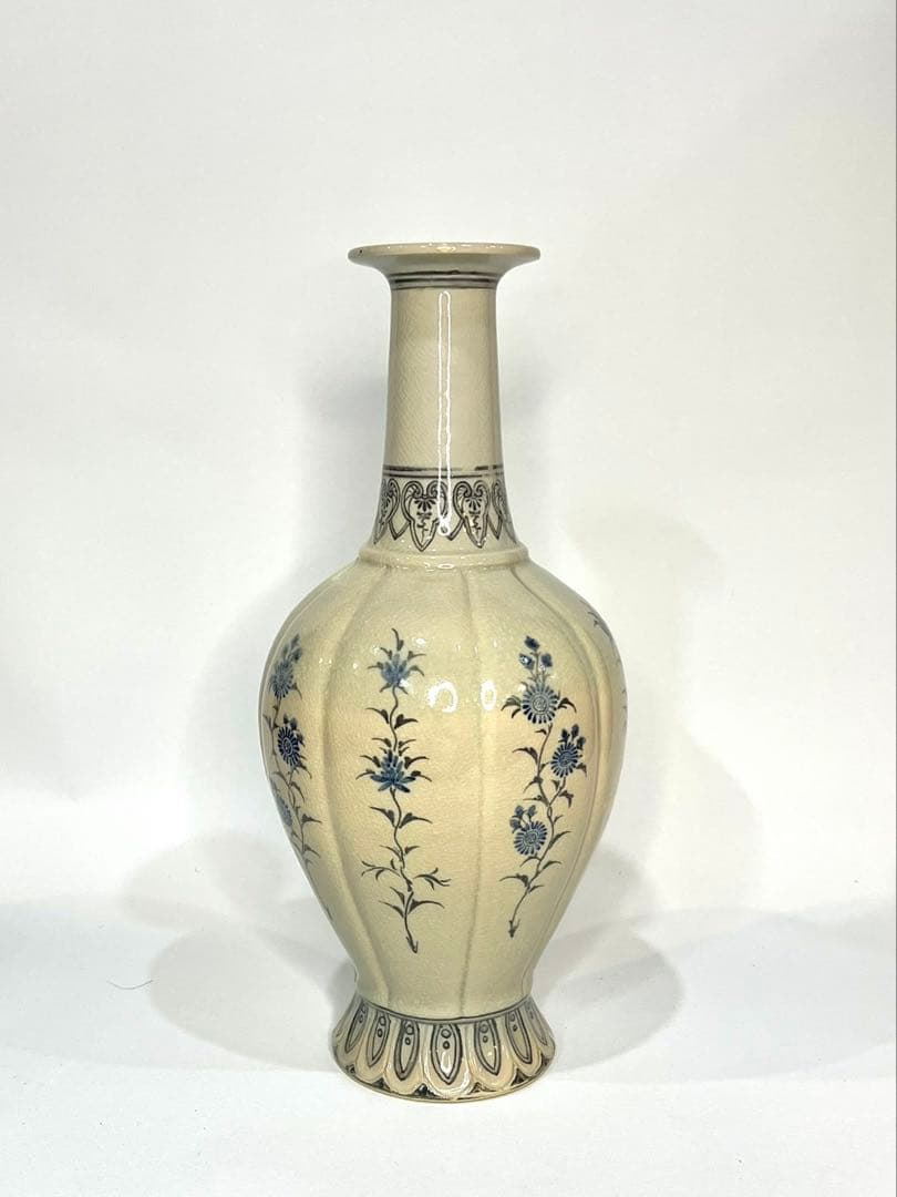 十四代沈壽官 瓜型染付花瓶