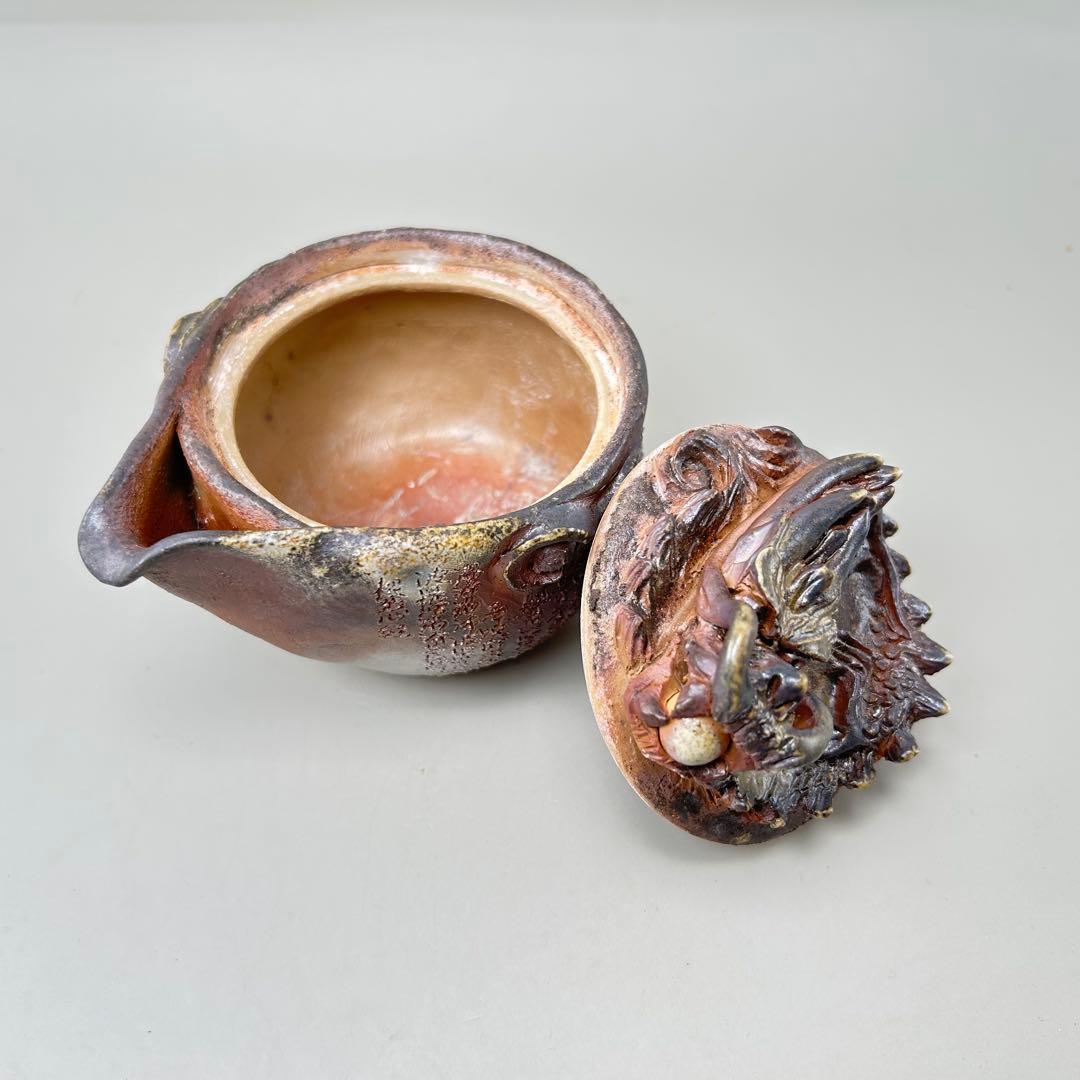 石田安弘 備前焼龍宝瓶 般若心经 人気作者 急須 共箱 共布 茶注 煎茶 茶道具