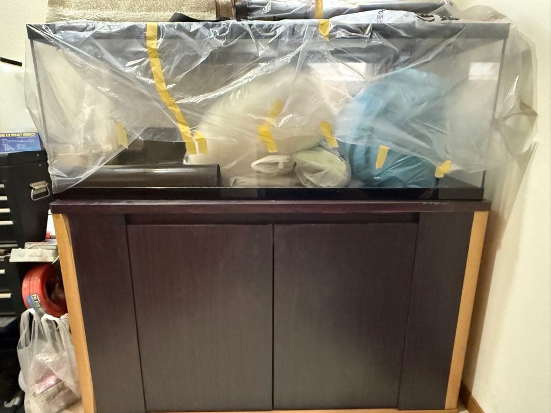 限定値下げアクリル水槽、水槽台・キャビネット ダークブラウン　120×45×45