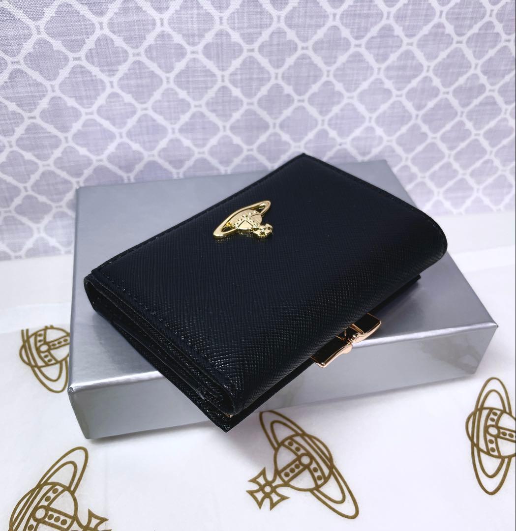 【大人気♡ショッパー付】新品 ヴィヴィアン・ウエストウッド　三折り財布 ブラック
