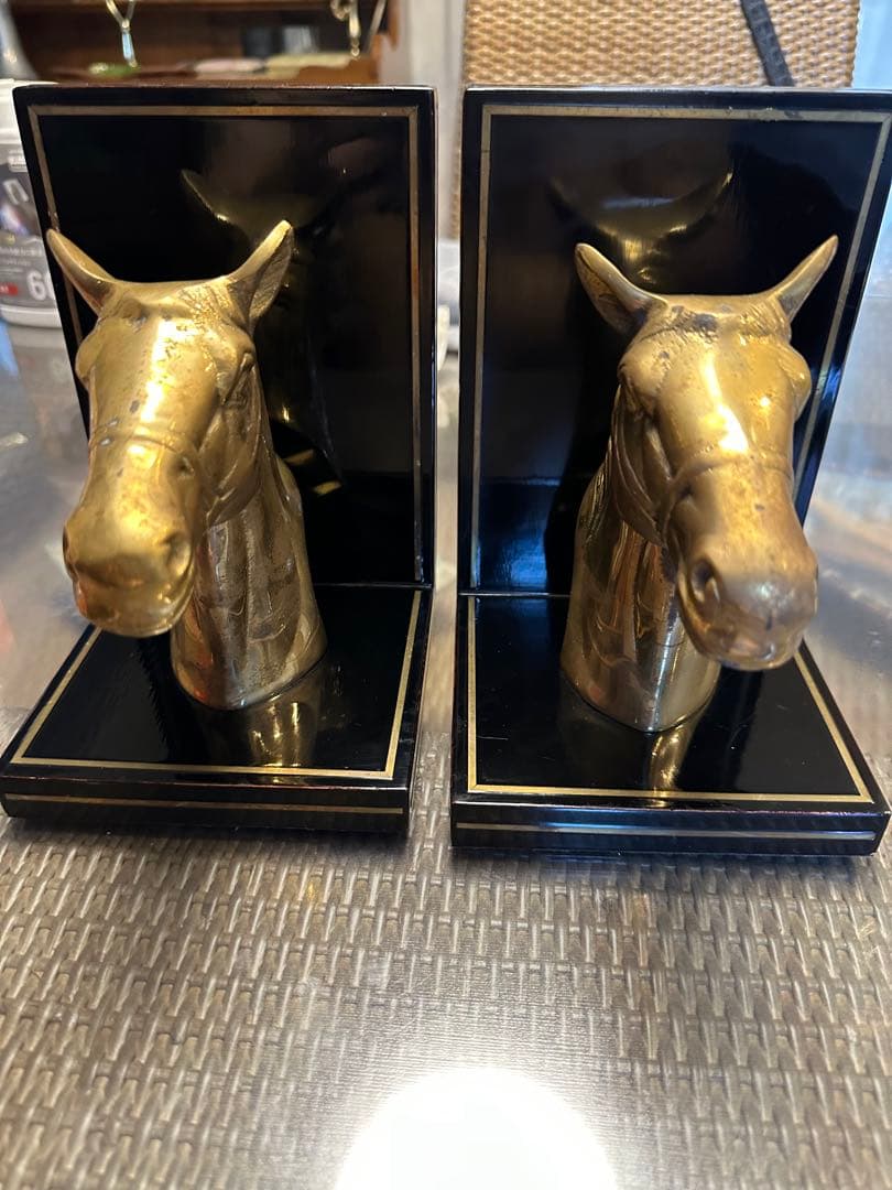 アメリカン　ヴィンテージ　ホースブックスタンド　馬　真鍮　ペア