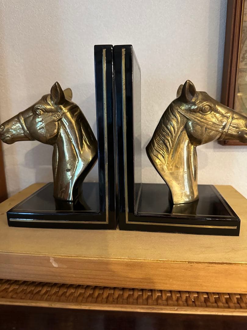 アメリカン　ヴィンテージ　ホースブックスタンド　馬　真鍮　ペア
