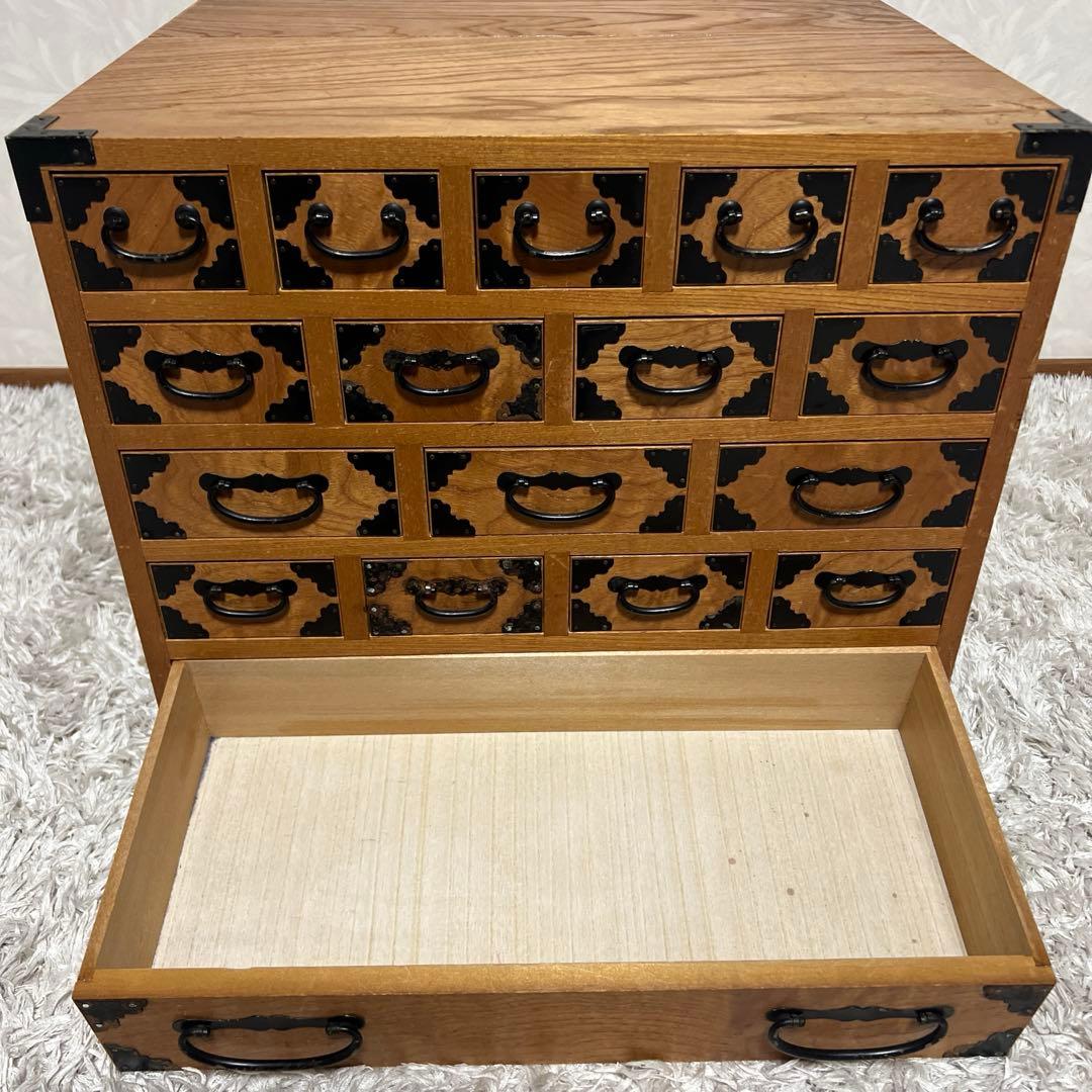 骨董品　薬箪笥　薬箱　小箪笥　5段小引き出し17杯 昭和レトロ 小物入れ ②