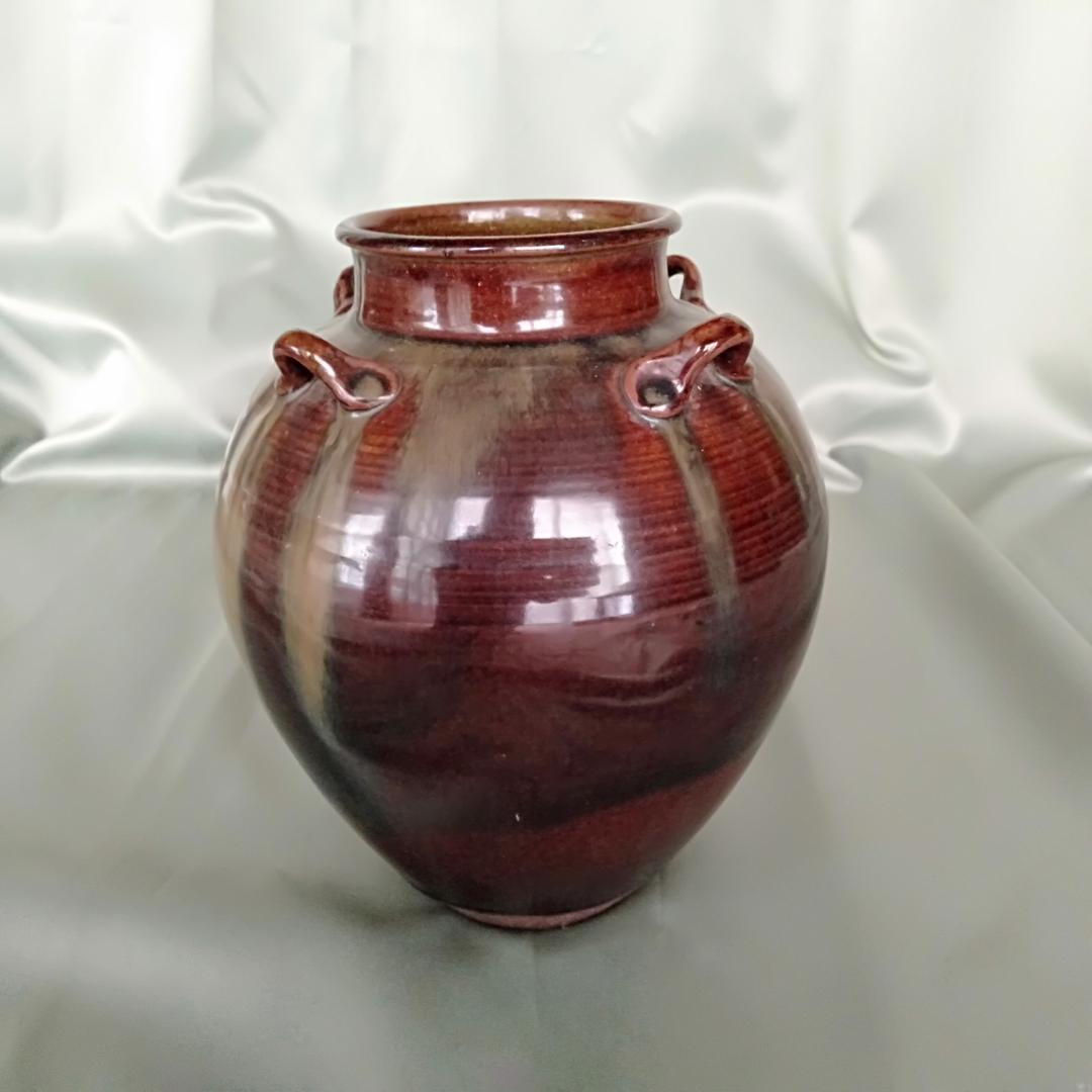 高取焼　八仙　飾壷　四耳　壺　花入