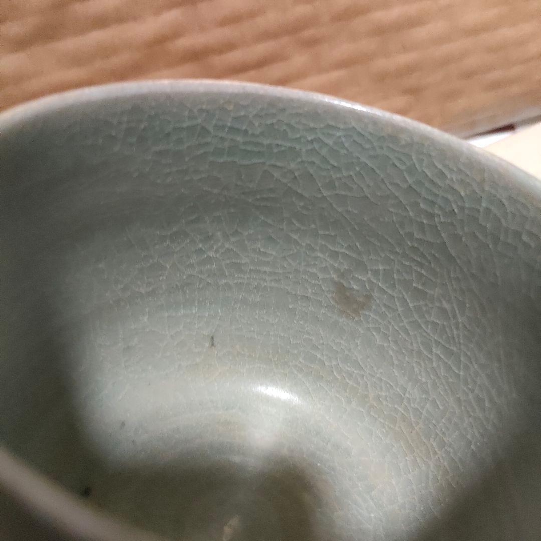 高麗青磁　湯呑　白黒象嵌　李朝　朝鮮美術　時代物骨董アンティーク