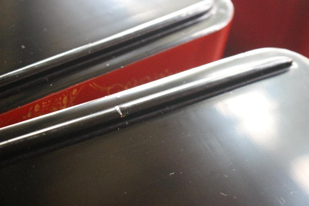 小傷有！極上朱漆に蓬莱沈金の美しい輪島塗の屠蘇器＆重箱セット（検お重