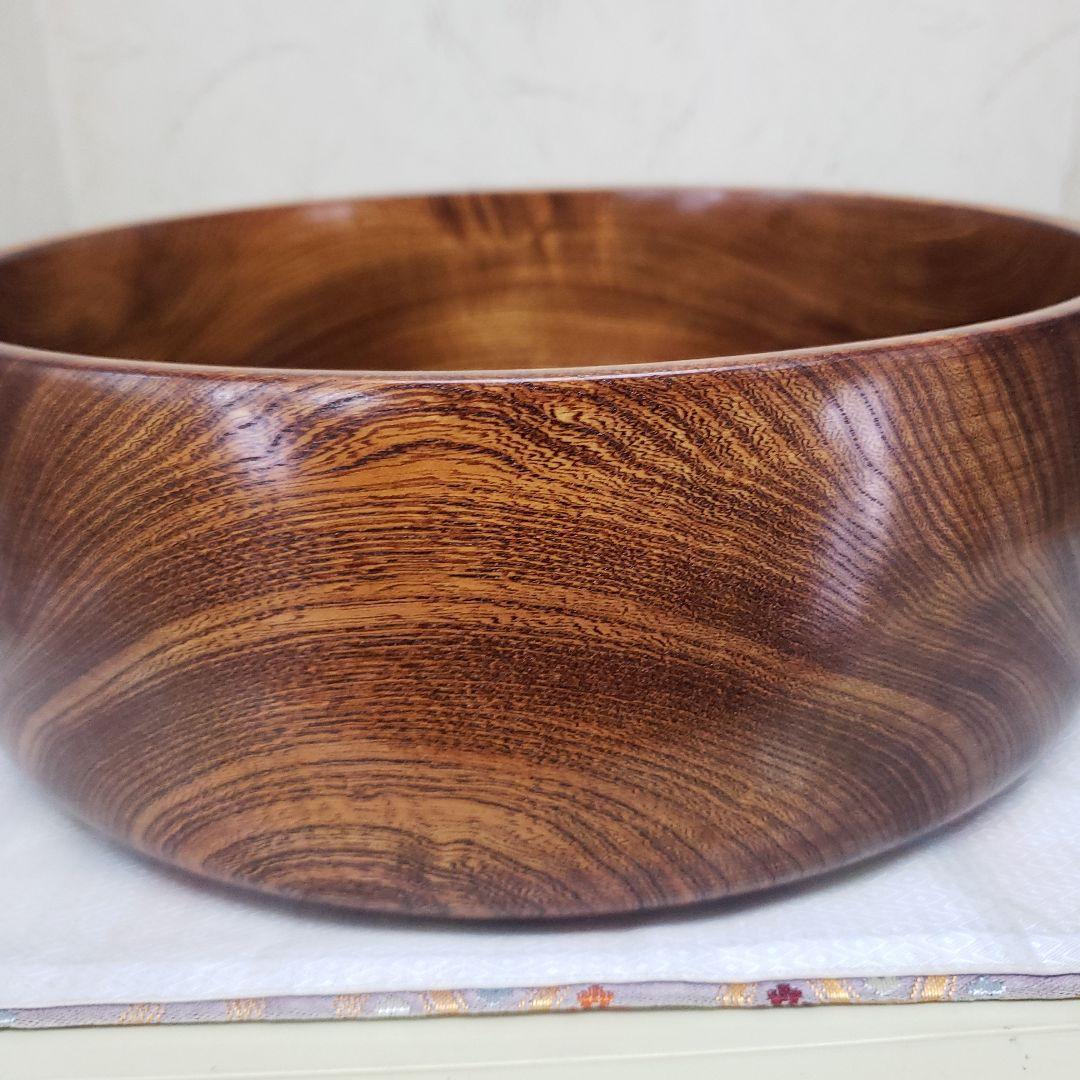 蔵出し特価欅製 無垢茶びつ茶箱 円形 蓋(お盆)付き直径３３cm 高さ１３cm