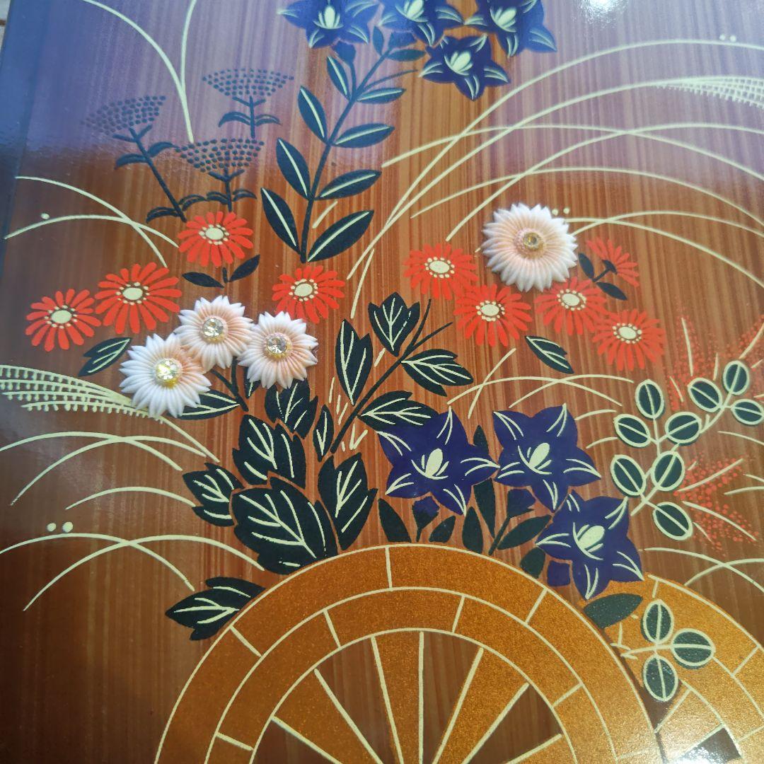 昭和レトロ　漆箱　漆器 文箱 花の装飾