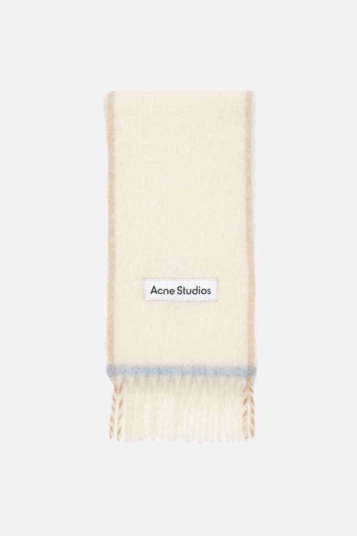 Acne Studios ホワイト マフラー フリンジ付き