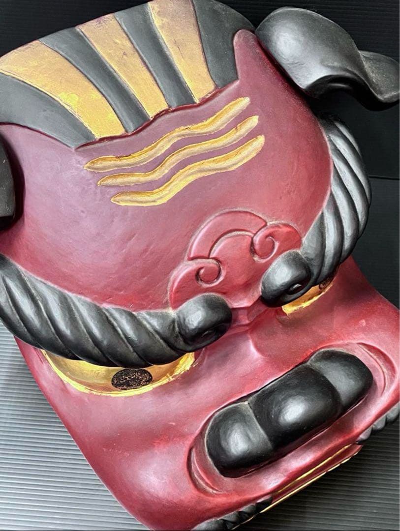 獅子頭　獅子舞　木製獅子頭　特大サイズ　３０センチ越え　獅子頭置物　魔除け置物