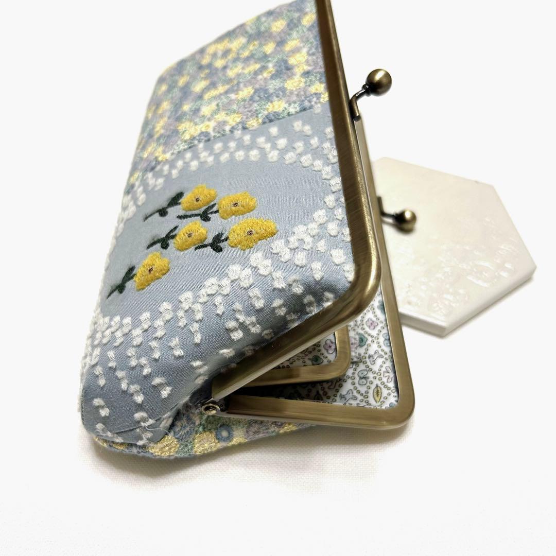 ミナペルホネン　ハンドメイド　がま口　親子長財布　ballade skyful