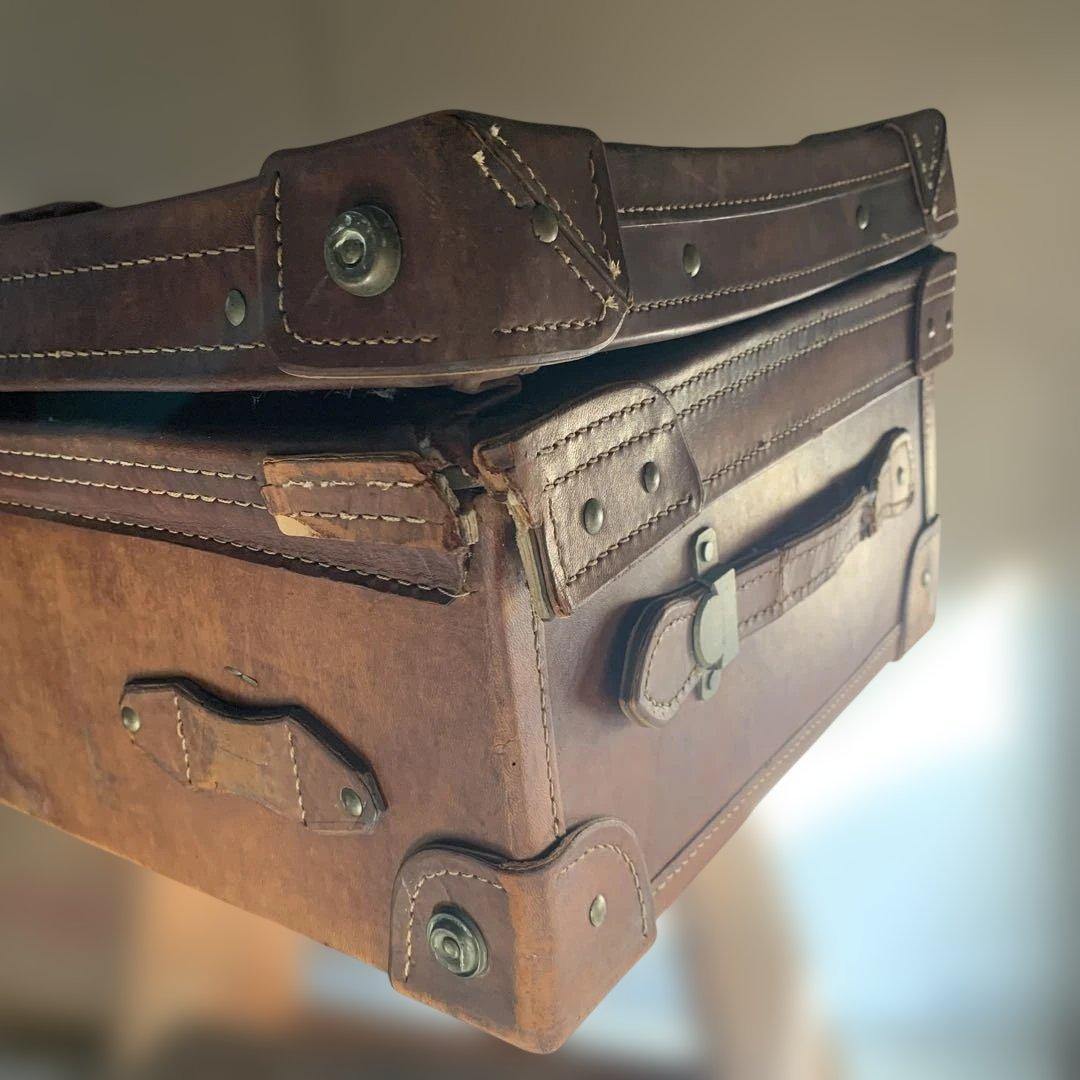 アンティーク/革トランク/重厚/収納ケース/ヴィンテージ/オブジェ/本日限定価格