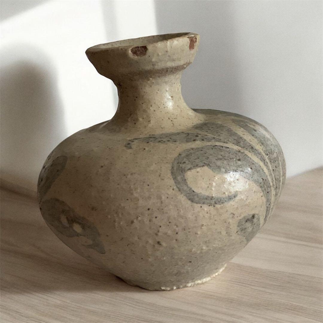 カケあり 高麗青磁鉄絵唐草紋 花瓶 花器 陶磁器 朝鮮 古美術 李朝 高麗