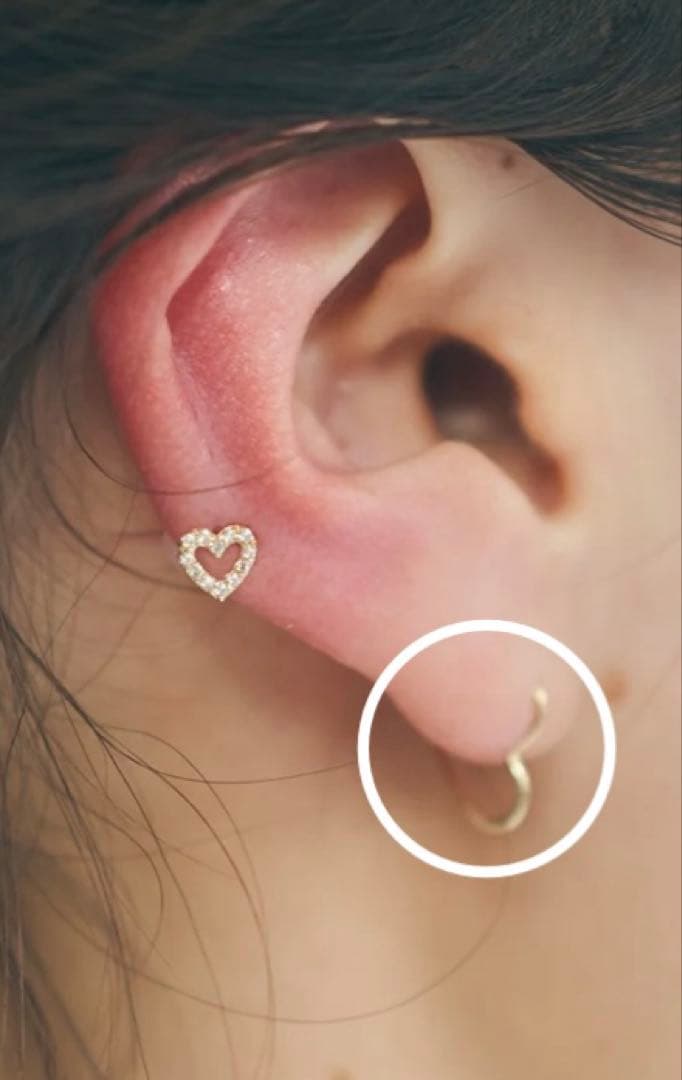 SEA 14K ハートフープピアス(両耳用)