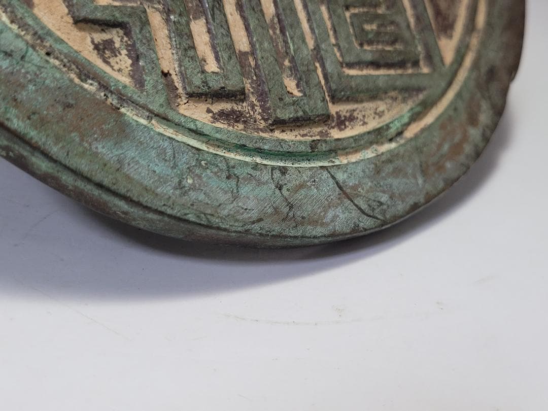 銅製 銅柱鈕「圓光真印」銘 印章 時代唐物 幅約12.7cm