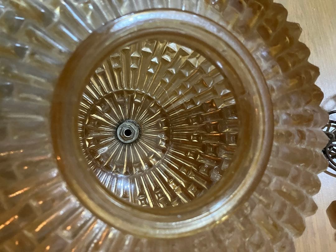 ビンテージ　アンバーランプ　ガラス　ランプシェード　照明　ペンダント