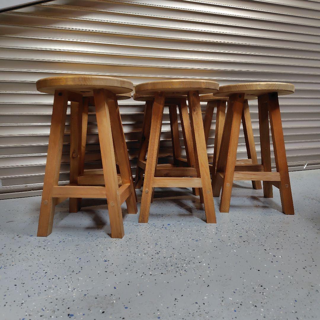 木製 丸イス スツール ハンドメイド 座面高44cm　6脚