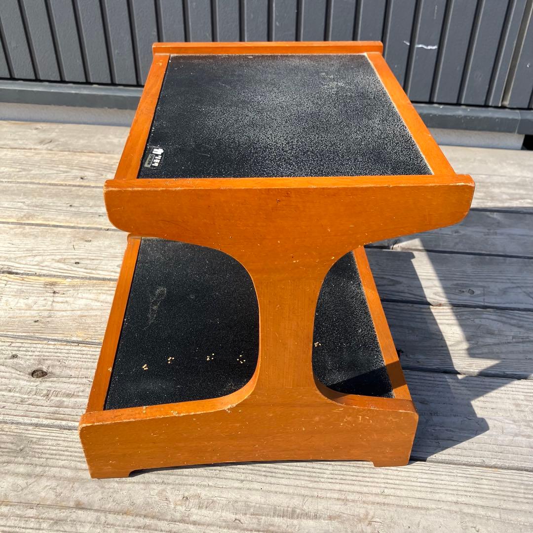 昭和レトロ オールドカリモク 木製卓上電話台 整理棚 コールキャビネット 花台