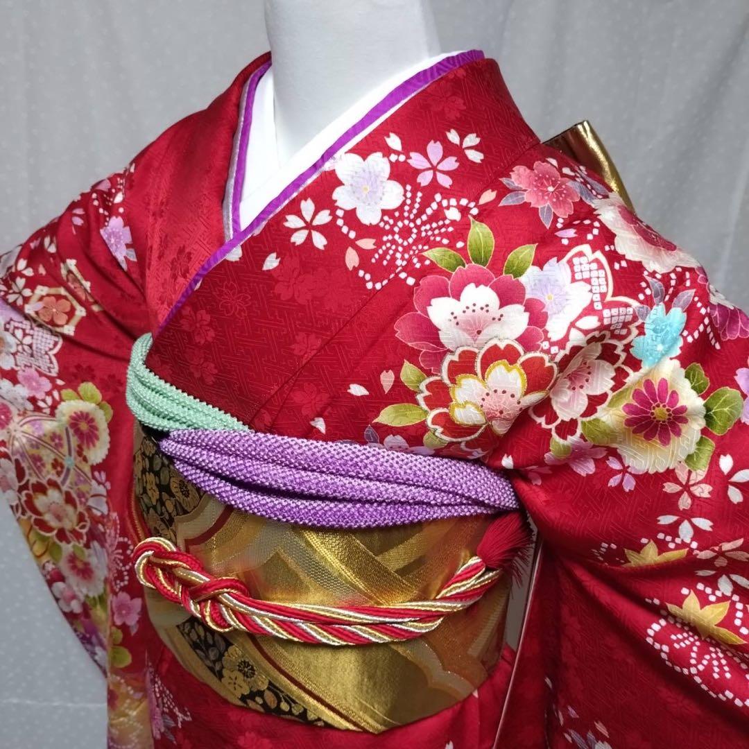 トールサイズ　正絹振袖　袋帯　小物セット　大きめサイズ　18ー10