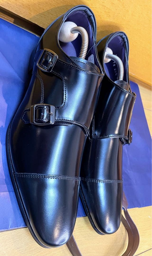 新品リーガルビジネスシューズダブルモンクストラップタフスクラッチレザー25.5