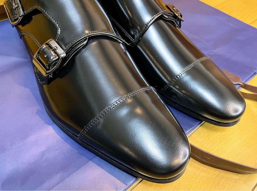 新品リーガルビジネスシューズダブルモンクストラップタフスクラッチレザー25.5