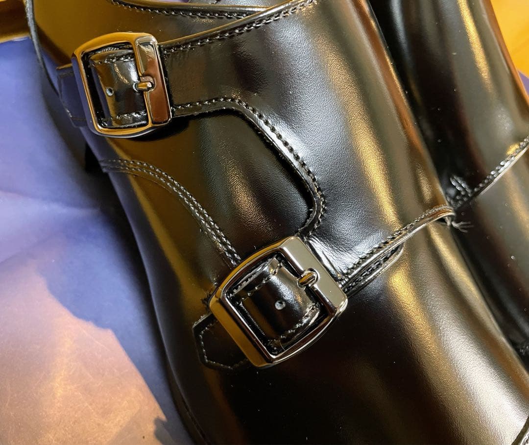 新品リーガルビジネスシューズダブルモンクストラップタフスクラッチレザー25.5