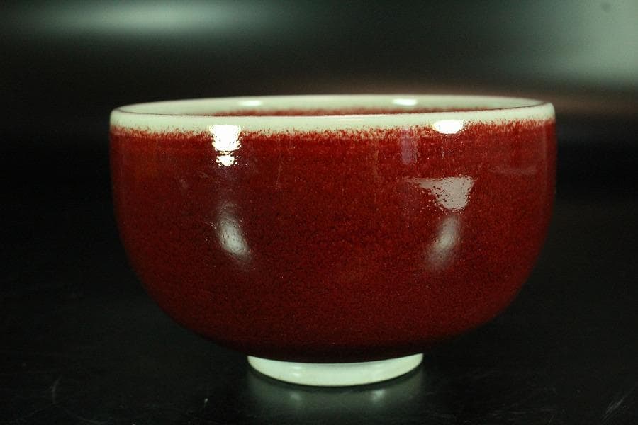 茶道具 叶敏作 辰砂茶碗 煎茶 美品 共箱(K-YC430)