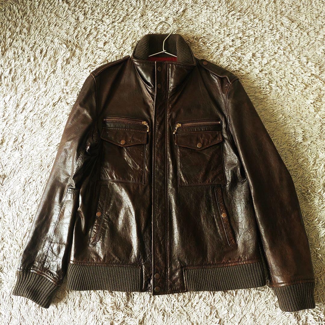 【XL・ホースレザー】AVIREX 馬革　レザージャケット　ブラウン